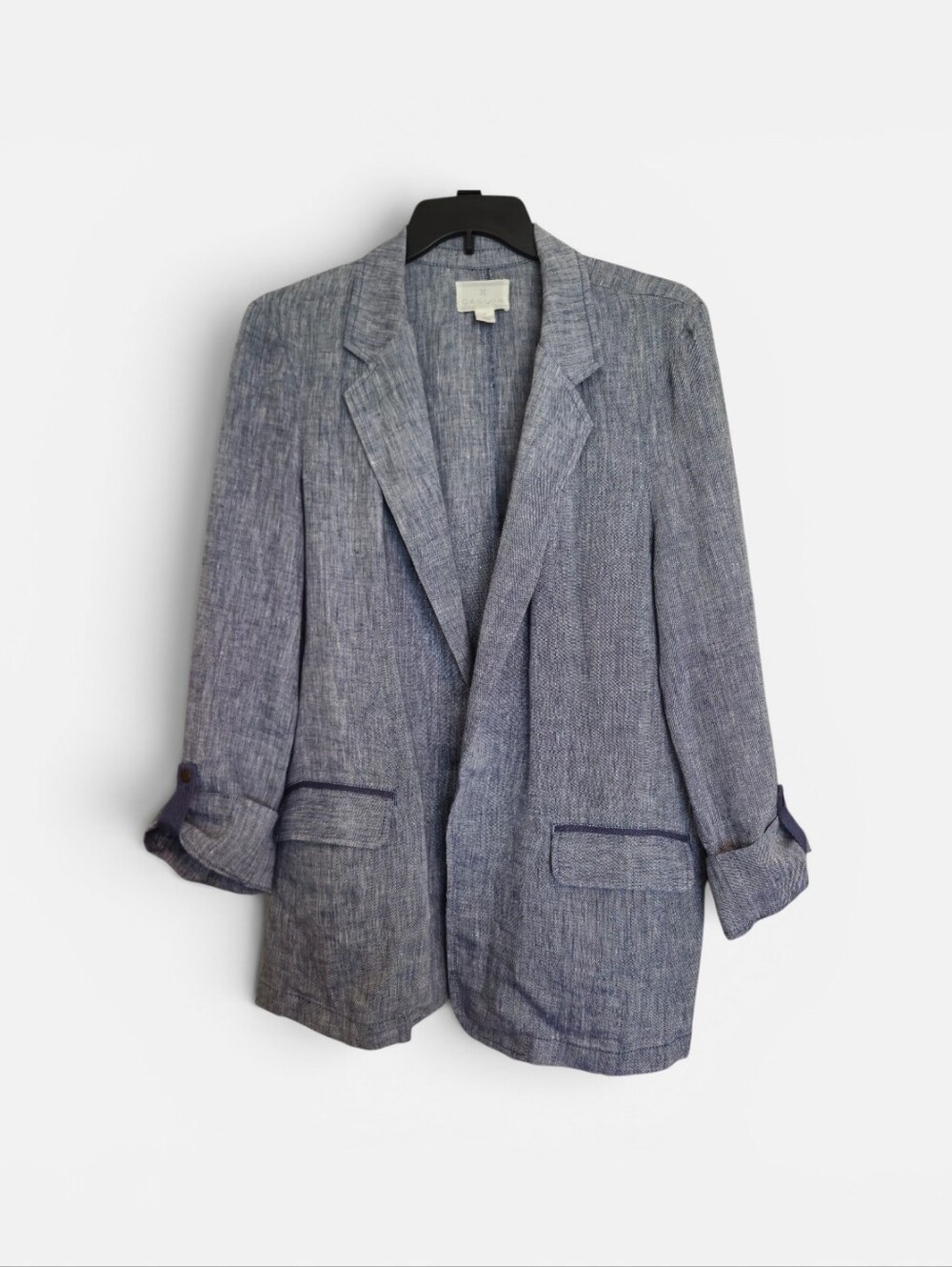CASLON WOMEN'S 100% LINEN BLAZER NAVY/DENIM COLOR XL